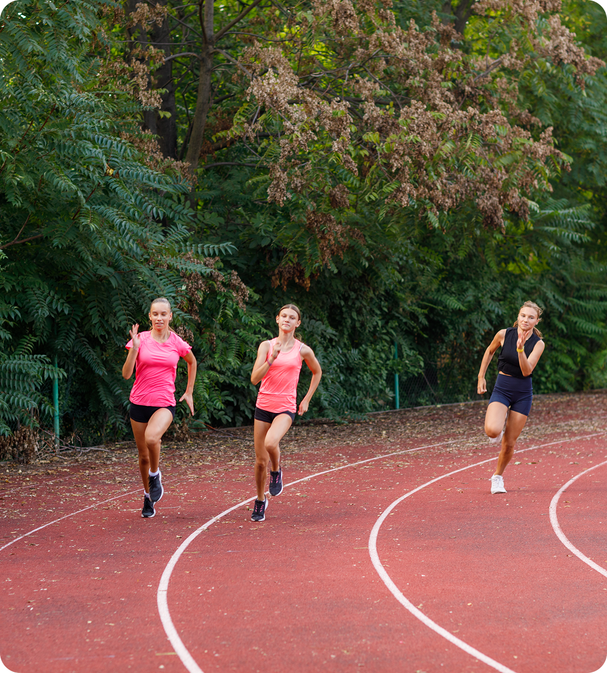 Athletes racing on a sunny day