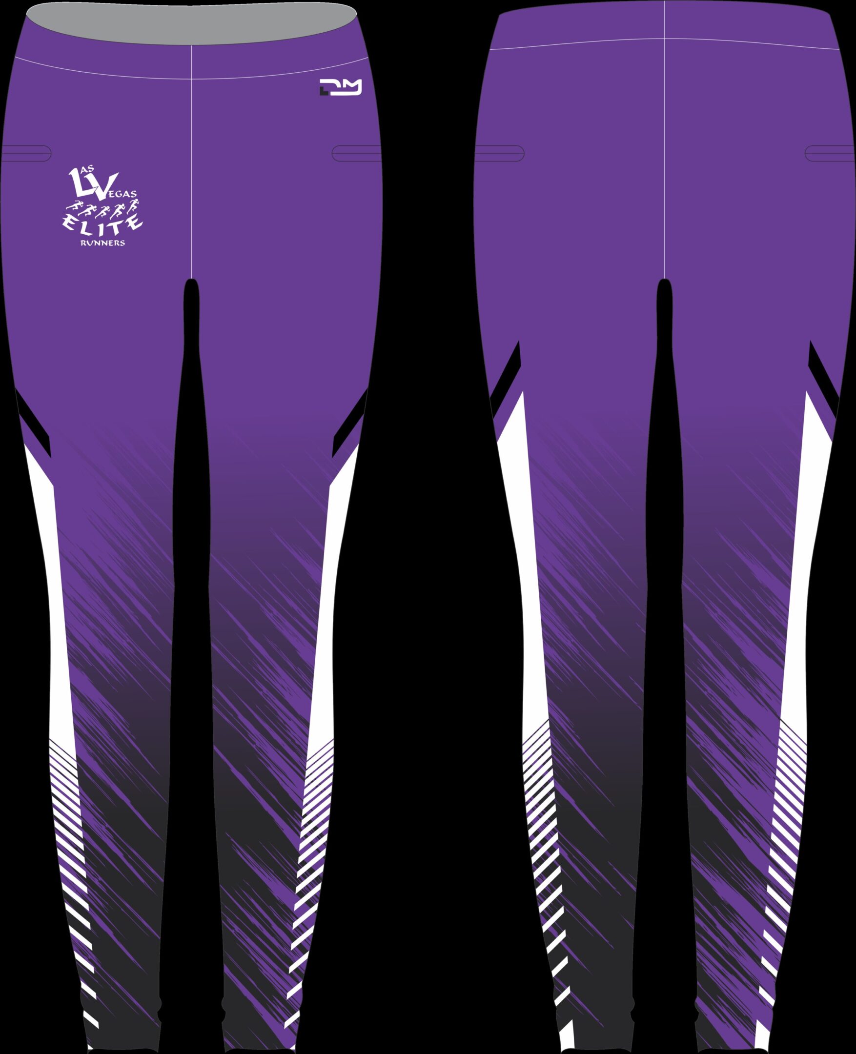 Purple gradient running leggings with team logos