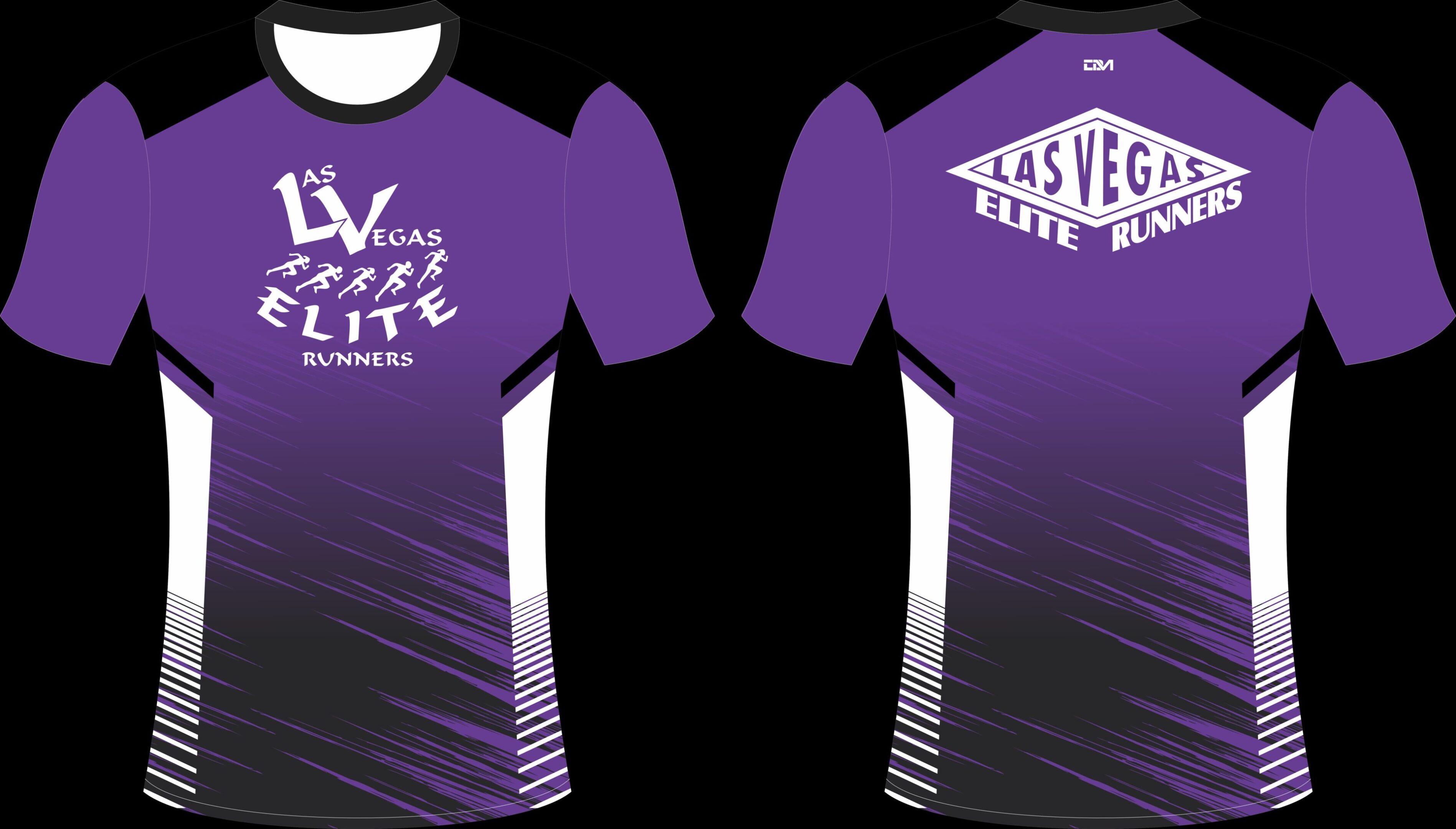 Purple Las Vegas Elite Runners running shirts front/back