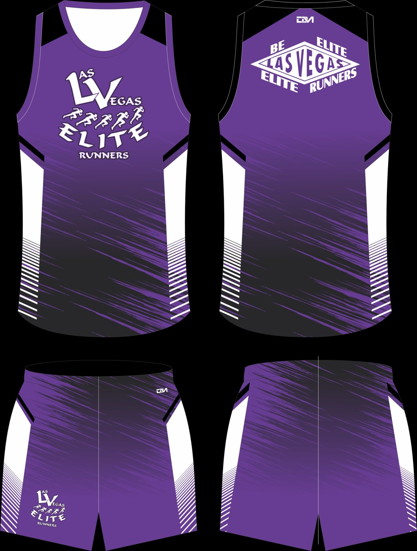 Purple Las Vegas Elite Runners singlet and shorts