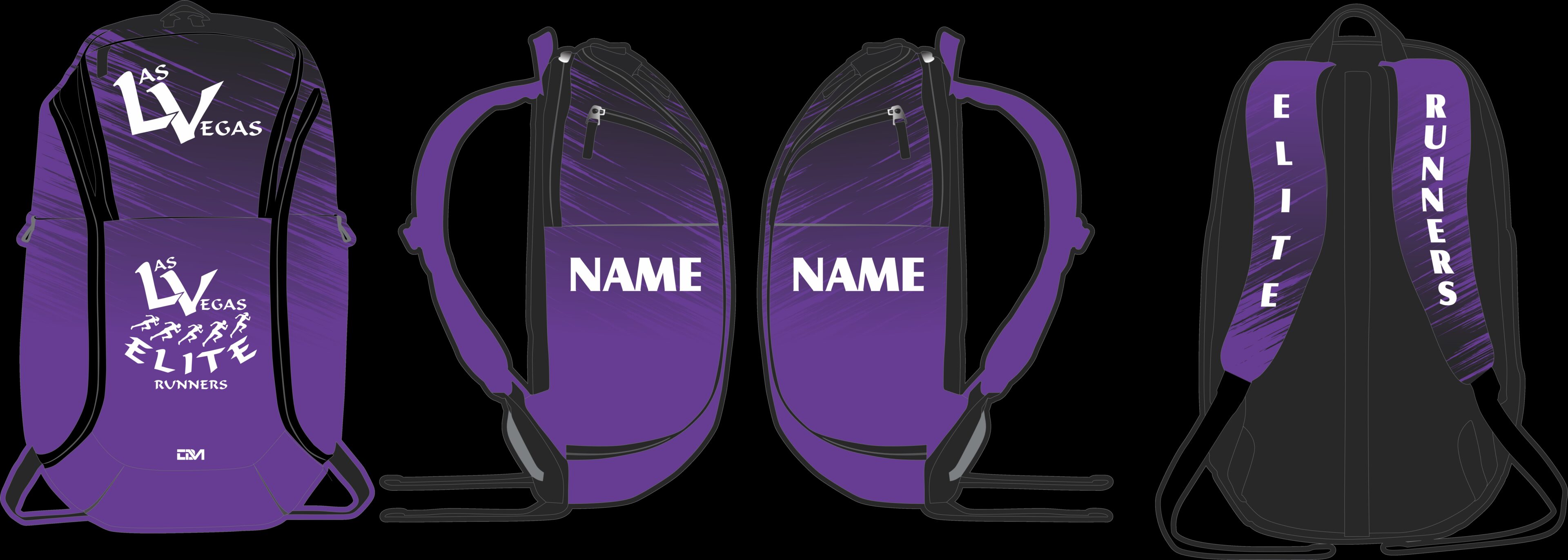 Purple Las Vegas Elite Runners backpack design mockup
