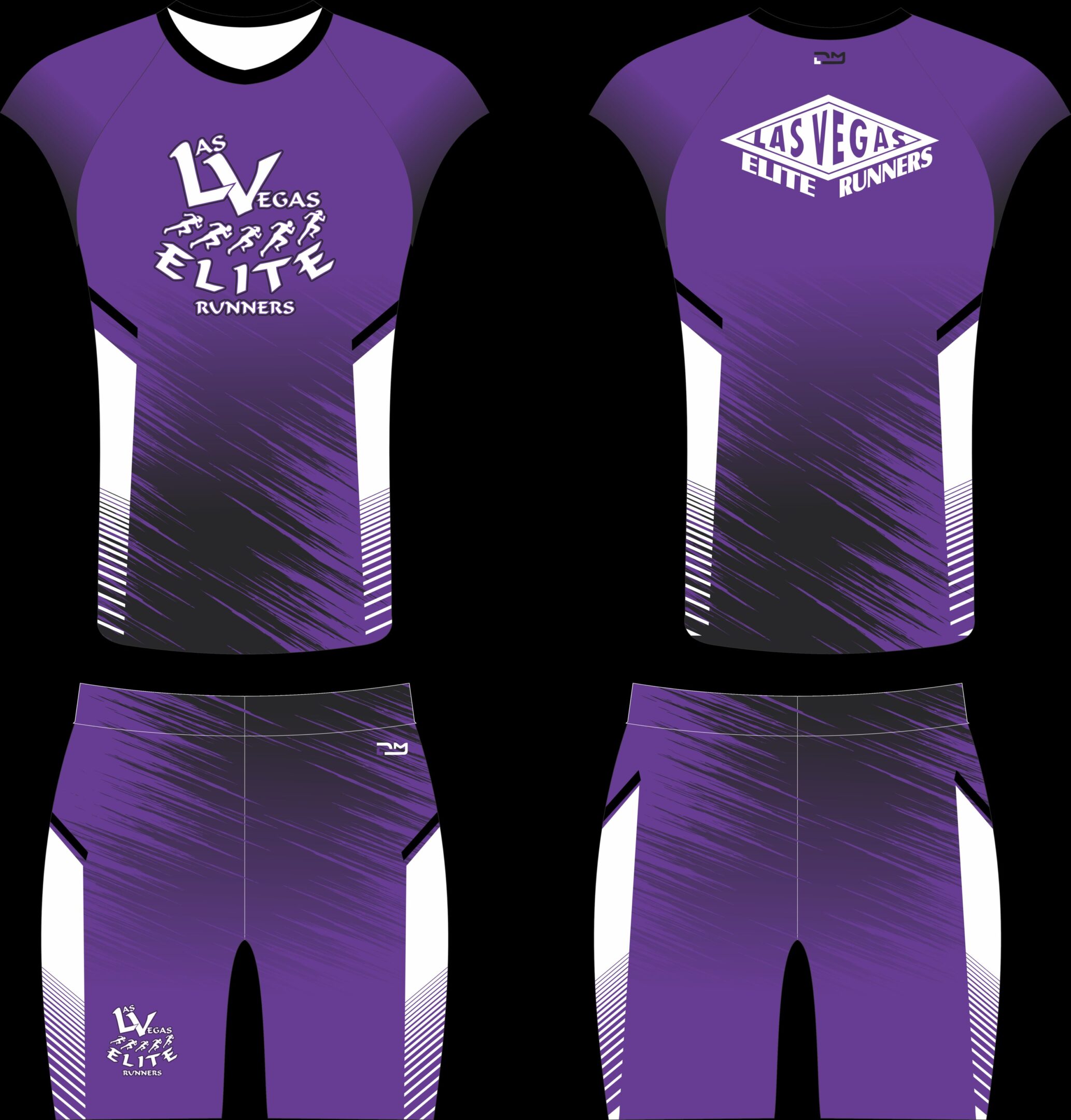 Purple Las Vegas Elite Runners jersey and shorts