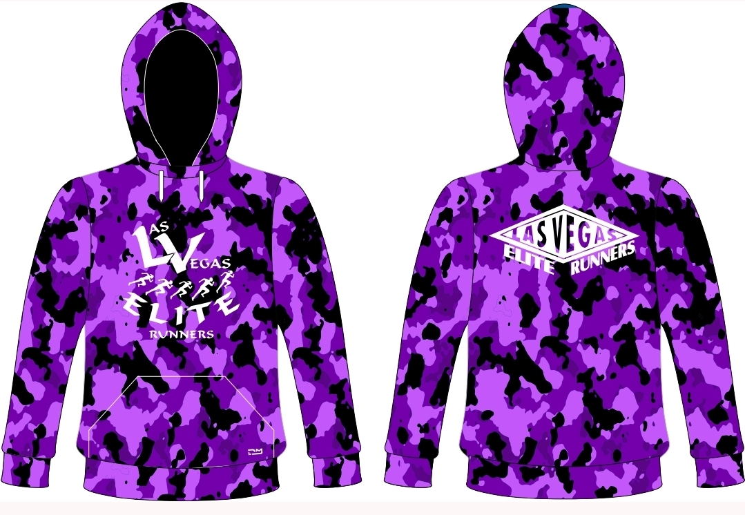 Purple camo hoodie with Las Vegas Elite Runners