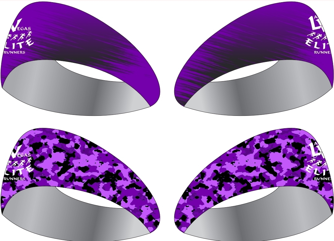 Four purple athletic headbands, solid and camo